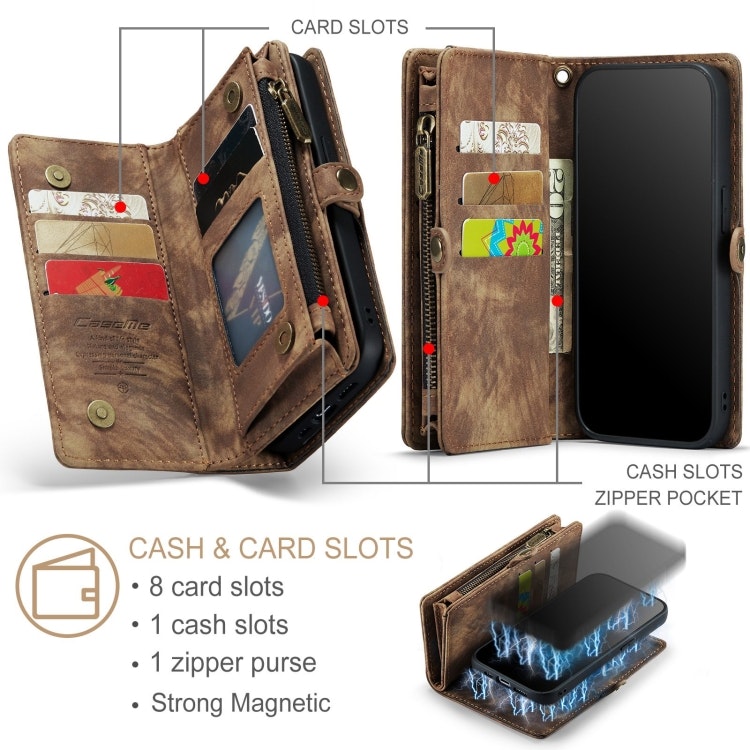 iPhone 12/12 Pro - CaseMe® 2in1 Magnet Plånboksfodral Brun