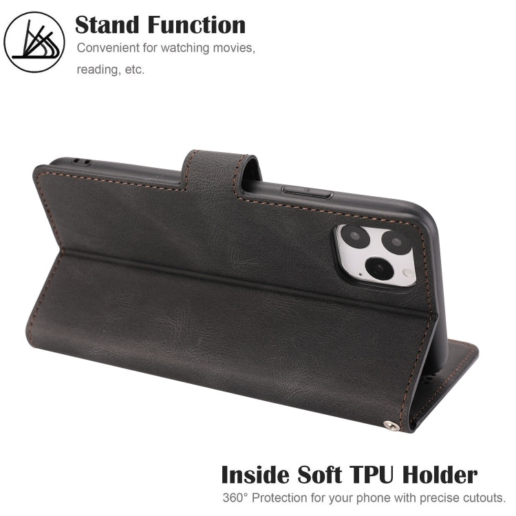iPhone 12/12 Pro - Solid® Klassiskt Läder fodral Svart