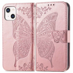iPhone 13 - Fodral 4-FACK Motiv Fjäril Roséguld