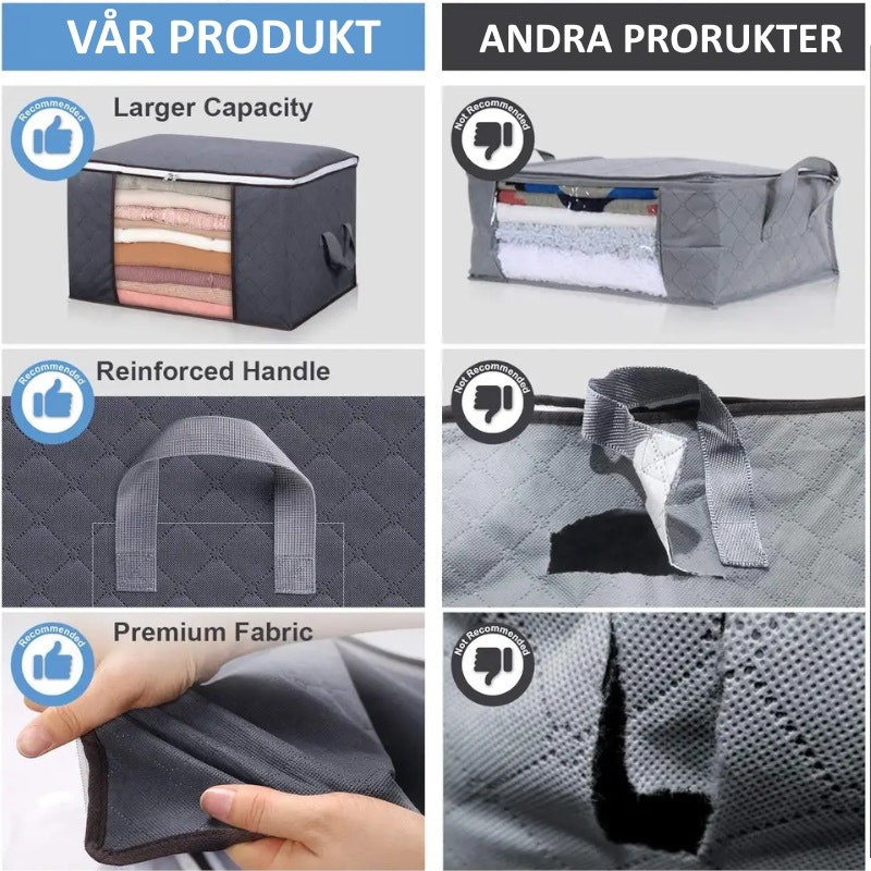 Förvaringsväska / Låda för Kläder, täcken, textiler Grå