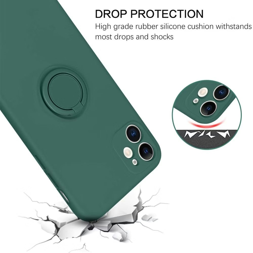 iPhone 11 - Silikonskal Stötdämpande med Ringhållare Grön