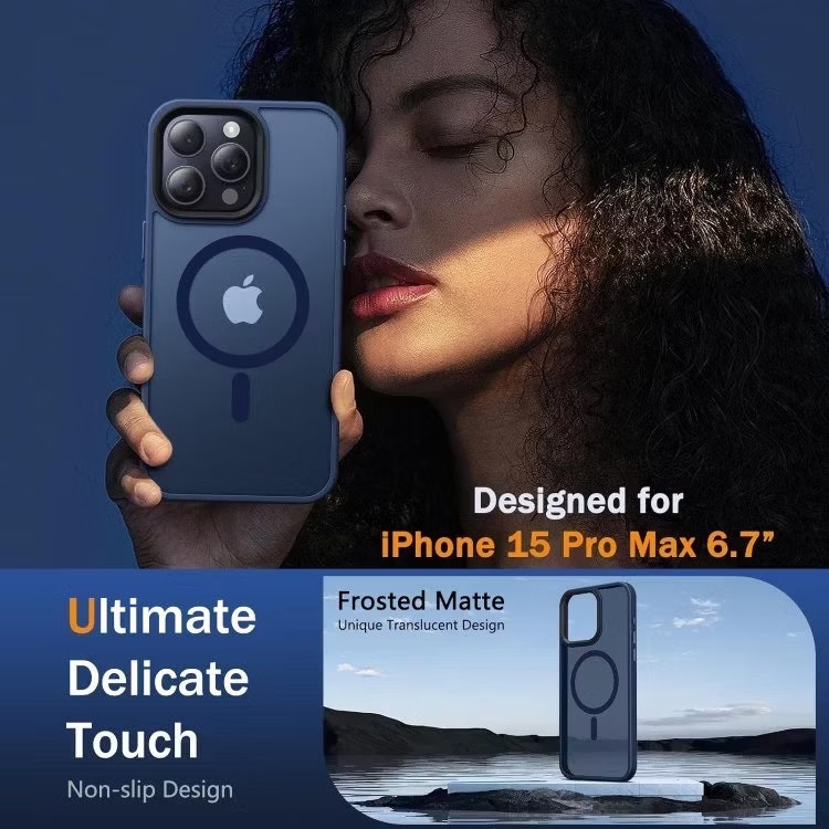iPhone 15 Pro Max - MagSafe skal MagMat Stöttåligt Matt Blå