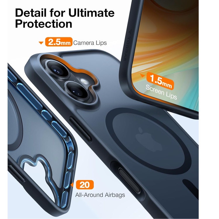 iPhone 16 - Magsafe Skal Frostad Mattsvart Stöttåligt Svart