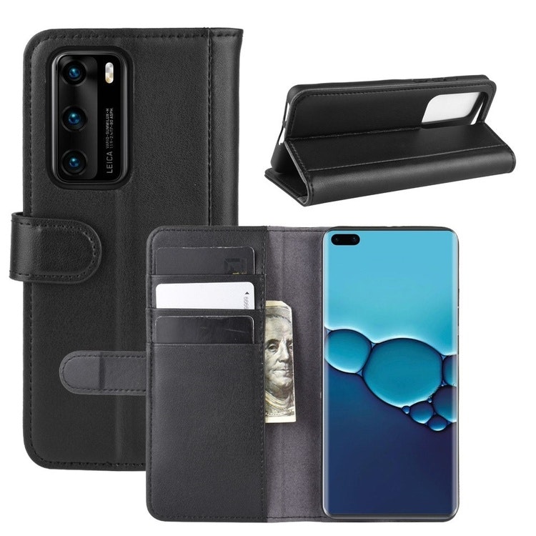 Äkta Läderfodral till Huawei P40 Svart