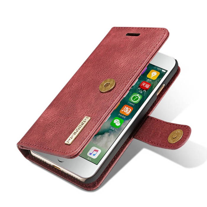 iPhone 7/8/SE - DG.MING 2in1 Magnet 2in1 Läder Fodral Röd