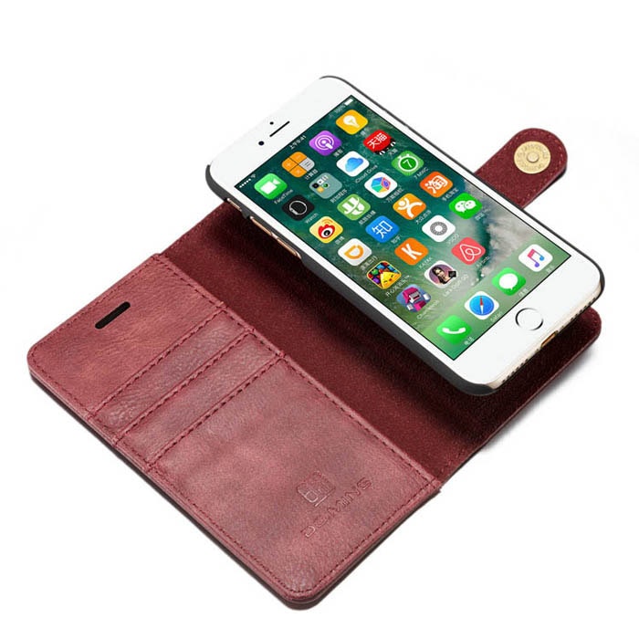 iPhone 7/8/SE - DG.MING 2in1 Magnet 2in1 Läder Fodral Röd