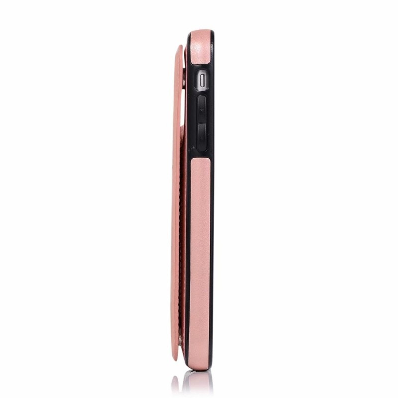iPhone 11 - Stöttåligt Läder skal med kortfack Nordic® Roséguld