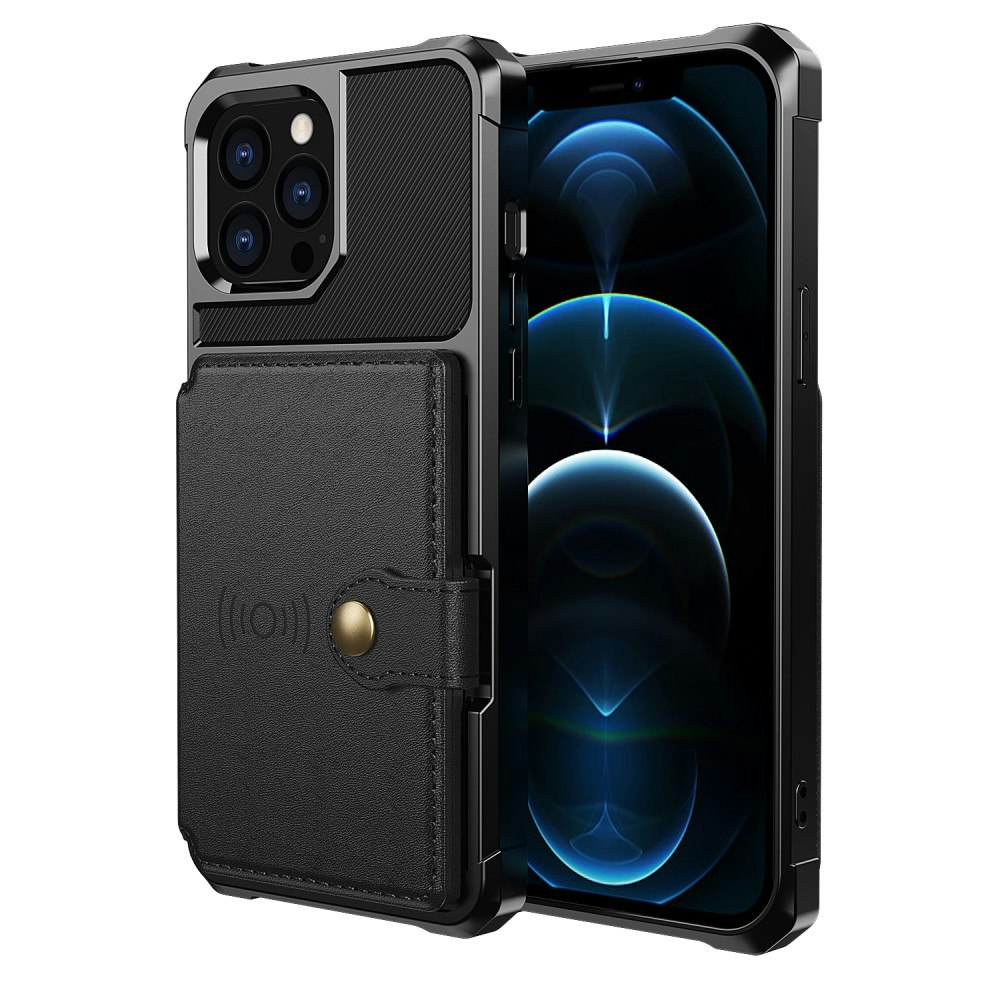 iPhone 12 Pro Max Stöttåligt Skal Korthållare Solid® RFID Skyddat Svart