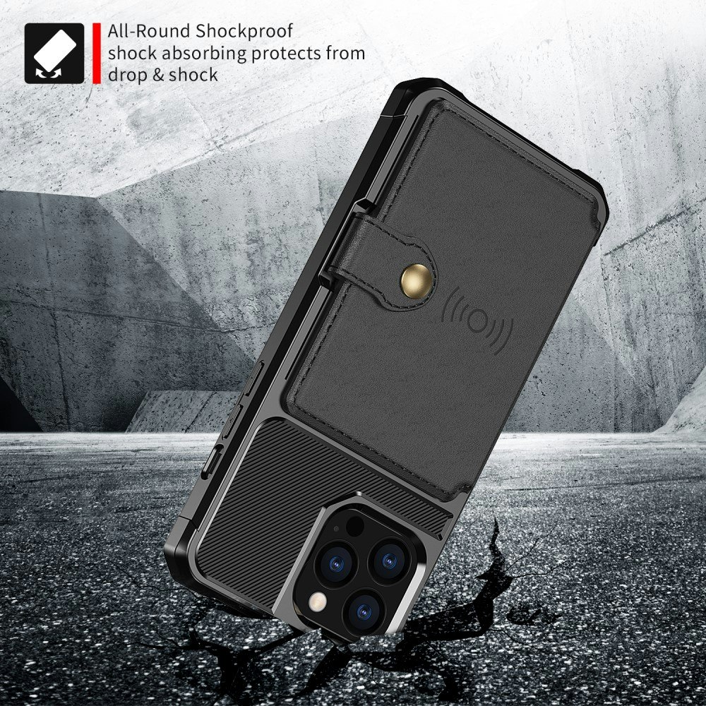 iPhone 12 Pro Max Stöttåligt Skal Korthållare Solid® RFID Skyddat Svart