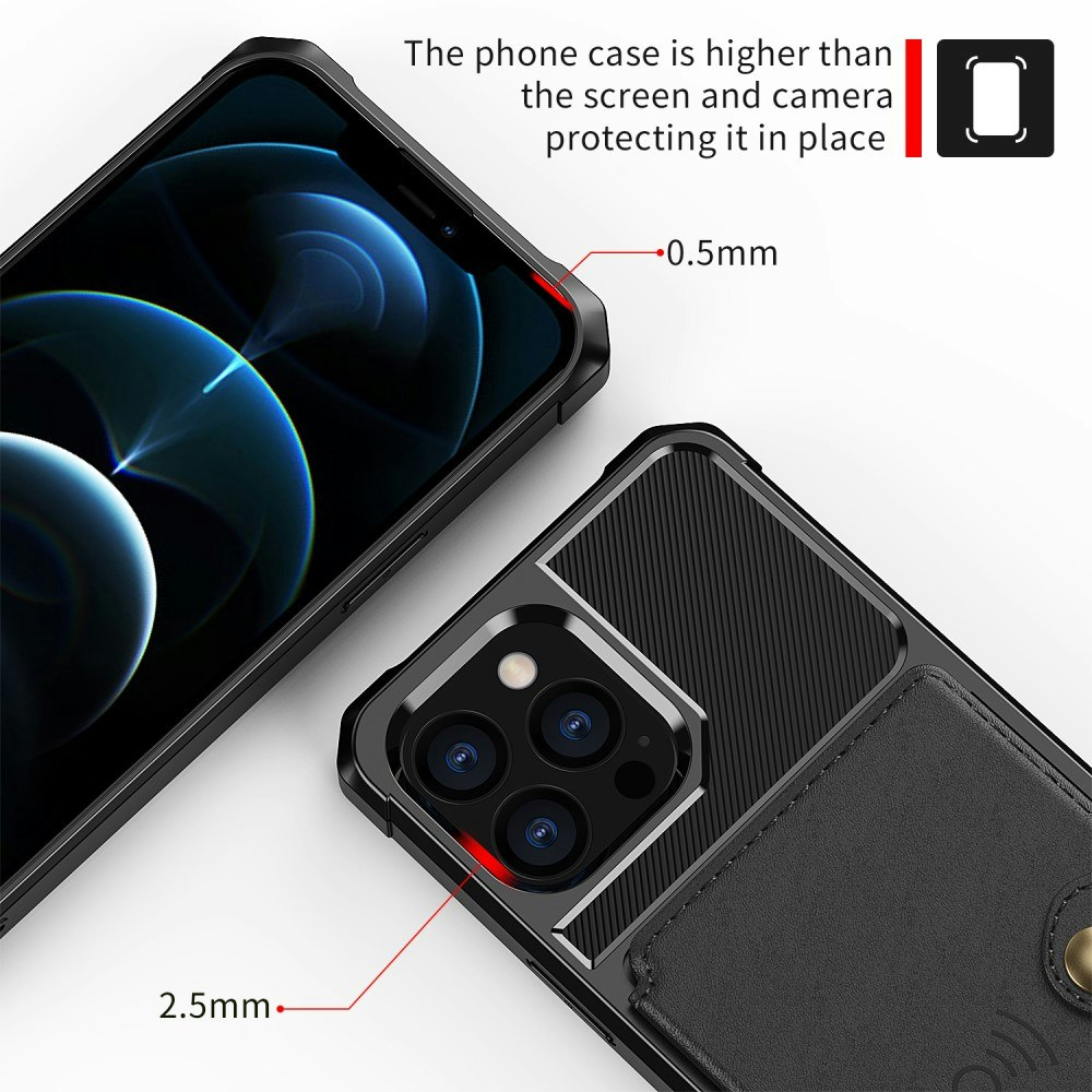 iPhone 12 Pro Max Stöttåligt Skal Korthållare Solid® RFID Skyddat Svart