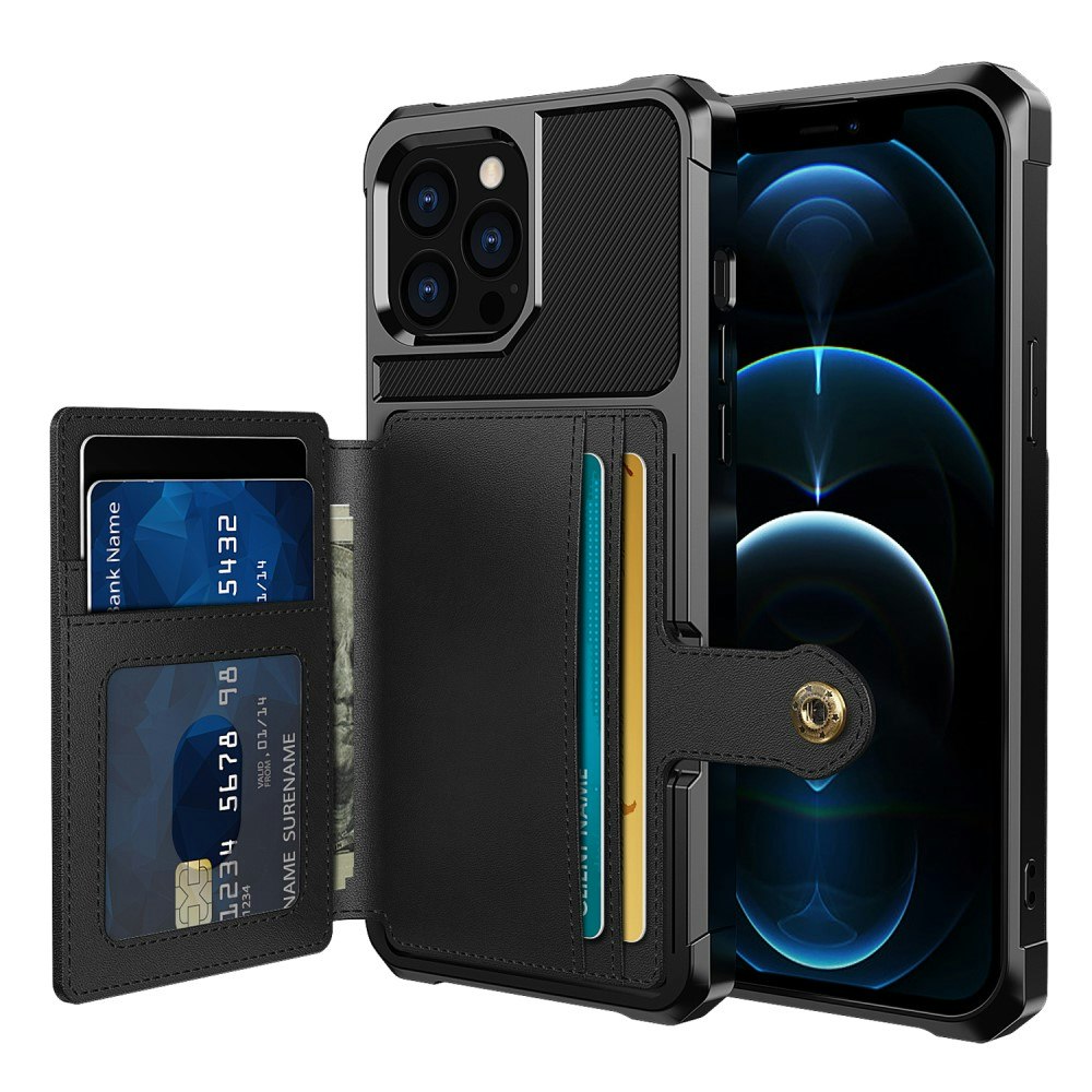 iPhone 12 Pro Max Stöttåligt Skal Korthållare Solid® RFID Skyddat Svart