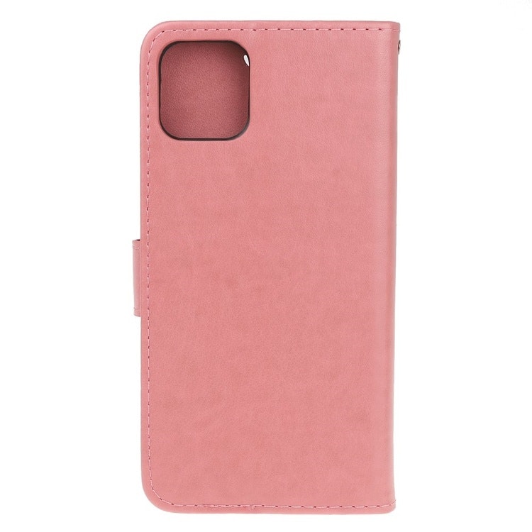 iPhone 12/12 Pro - Läderfodral Mönstrat Fjärilar Rosa