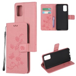 Samsung A52/A52s - Praktiskt Läder Fodral Motiv Fjärilar Rosa
