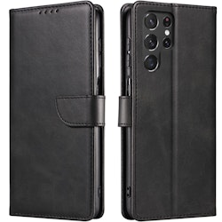 Galaxy S22 Ultra - Klassiskt Läder Fodral Nordic® Svart