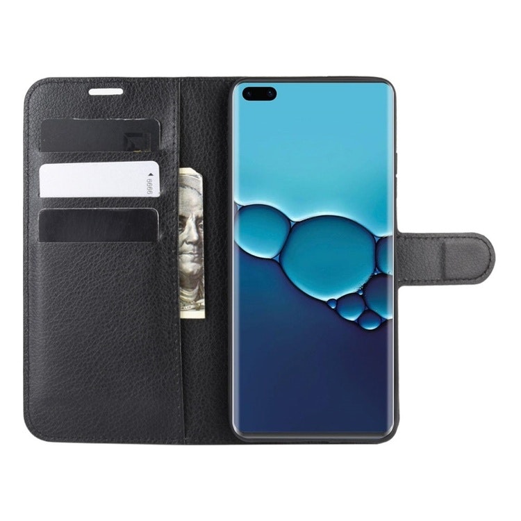 Plånboksfodral Litchi till Huawei P40 Svart