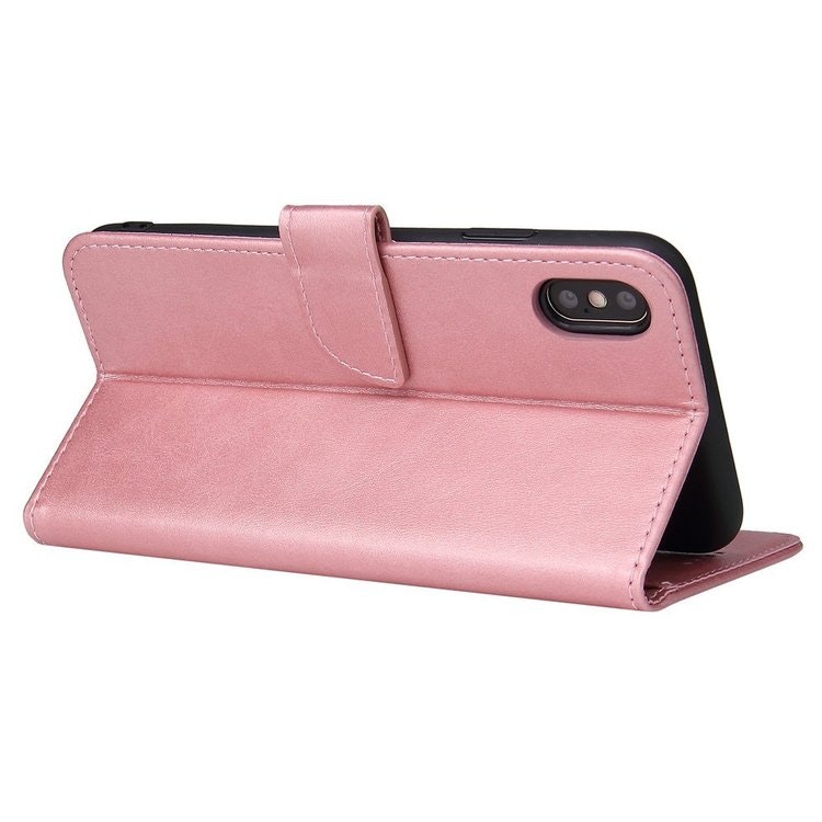 iPhone X/XS - Solid 4-FACK Läderfodral Roséguld