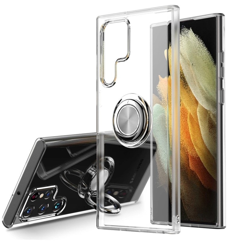 Samsung S22 Ultra - Transparent Silikon Skal Ringhållare Solid® Stöttåligt