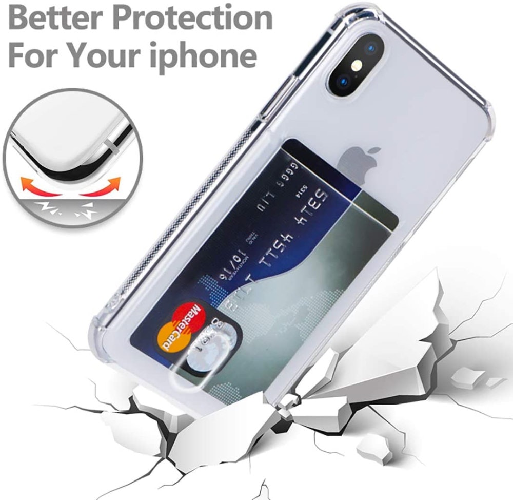 Transparent Stöttåligt Silikon Skal Kortfack Nordic® iPhone 7/8/SE/XS/XR
