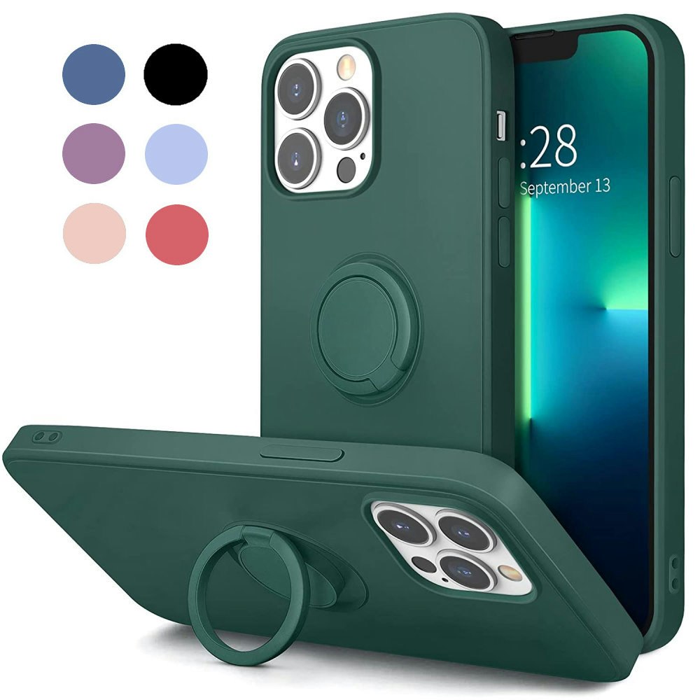 iPhone 12/12 Pro - Silikonskal med Magnetisk Ringhållare Välj Färg