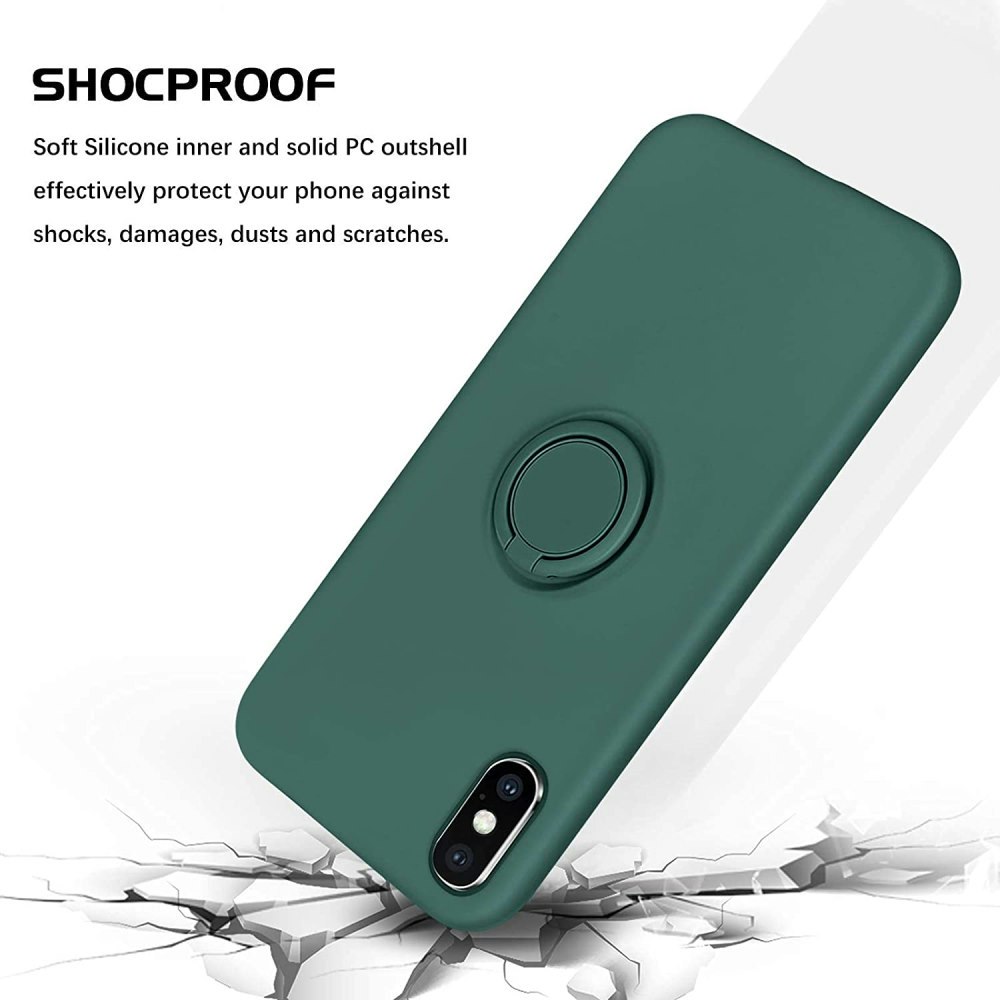 iPhone X/XS - Stöttligt Silikonskal Ringhållare Grön