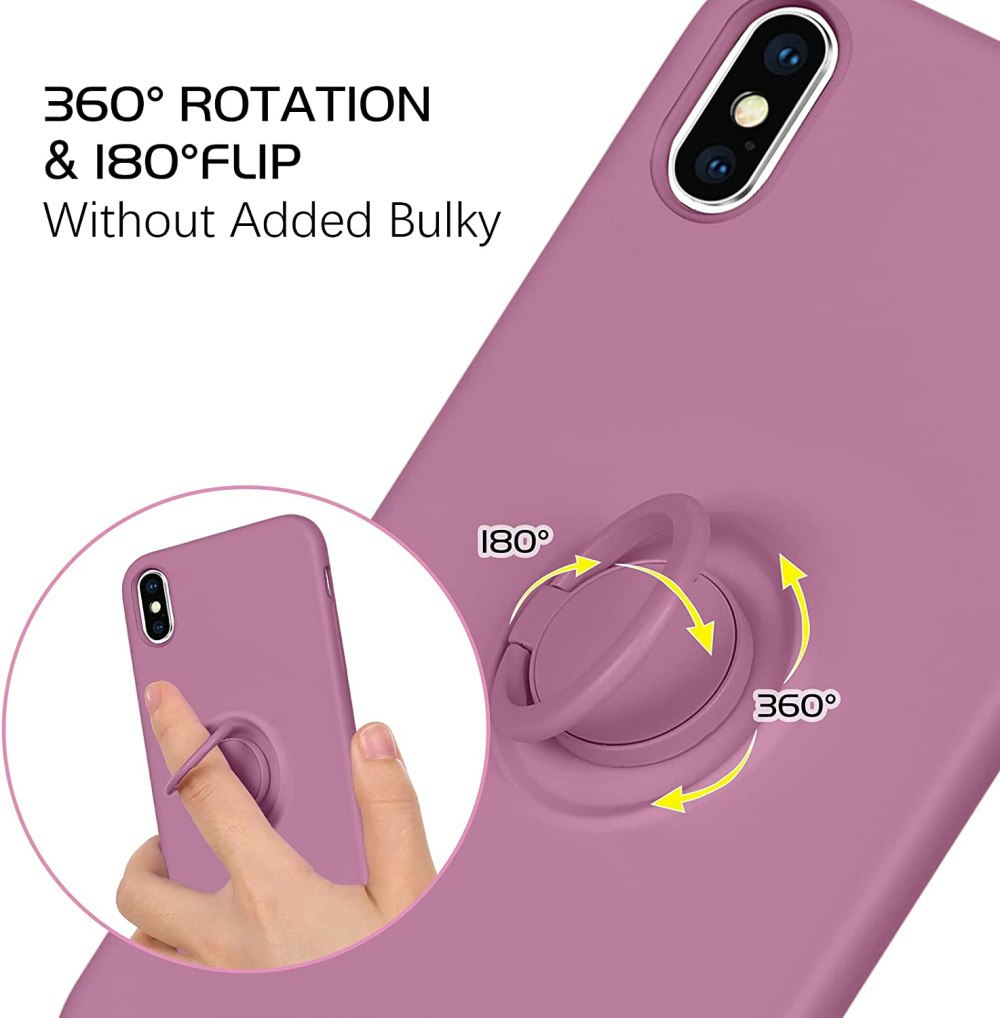 iPhone X/XS - Stöttåligt Skal med Ringhållare Mörk Lila