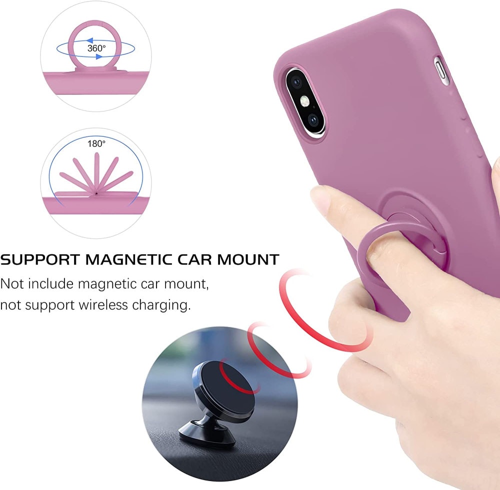 iPhone X/XS - Stöttåligt Skal med Ringhållare Mörk Lila