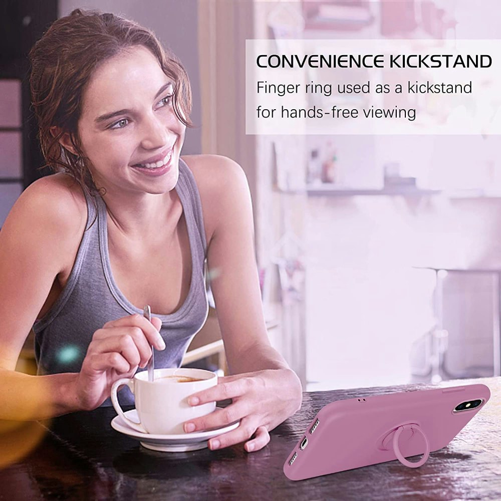 iPhone X/XS - Stöttåligt Skal med Ringhållare Mörk Lila