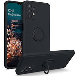 Samsung A52 / A52s - Solid® Silikonskal Ring hållare Svart
