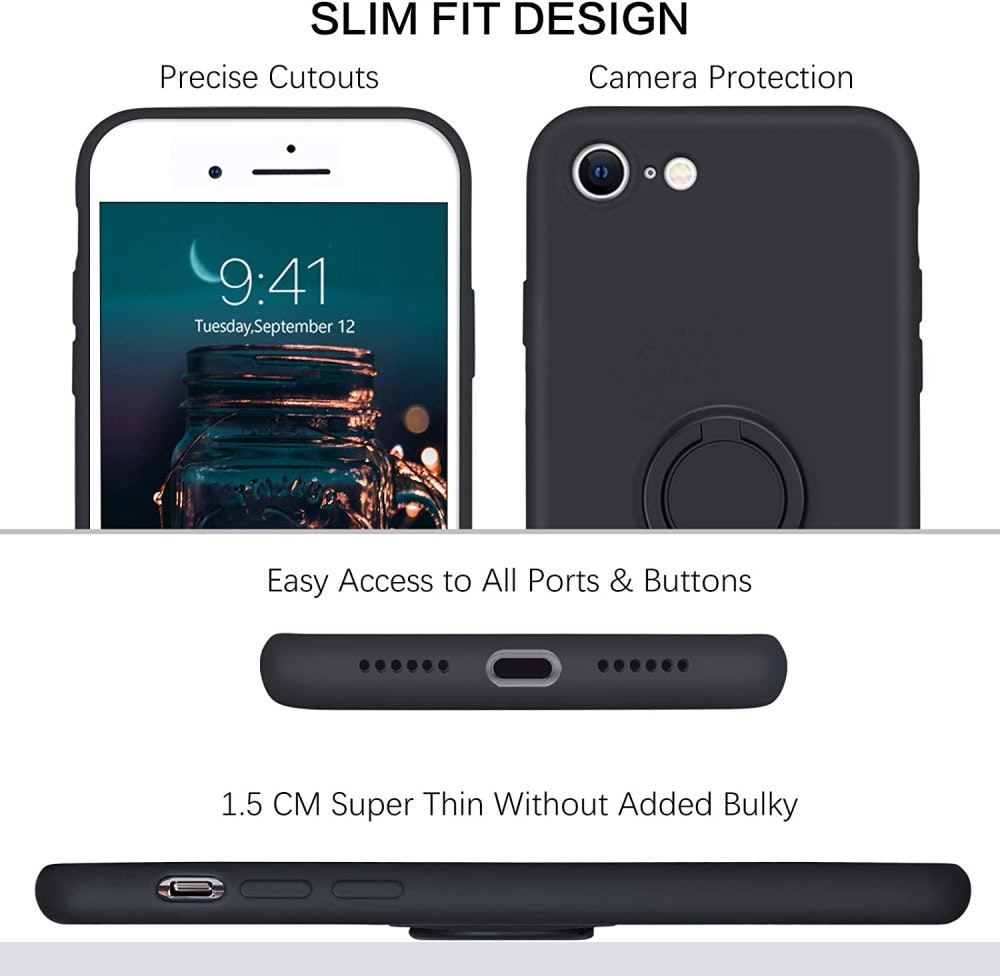 iPhone 7/8/SE - Silikonskal Magnetisk Ringhållare Välj Färg
