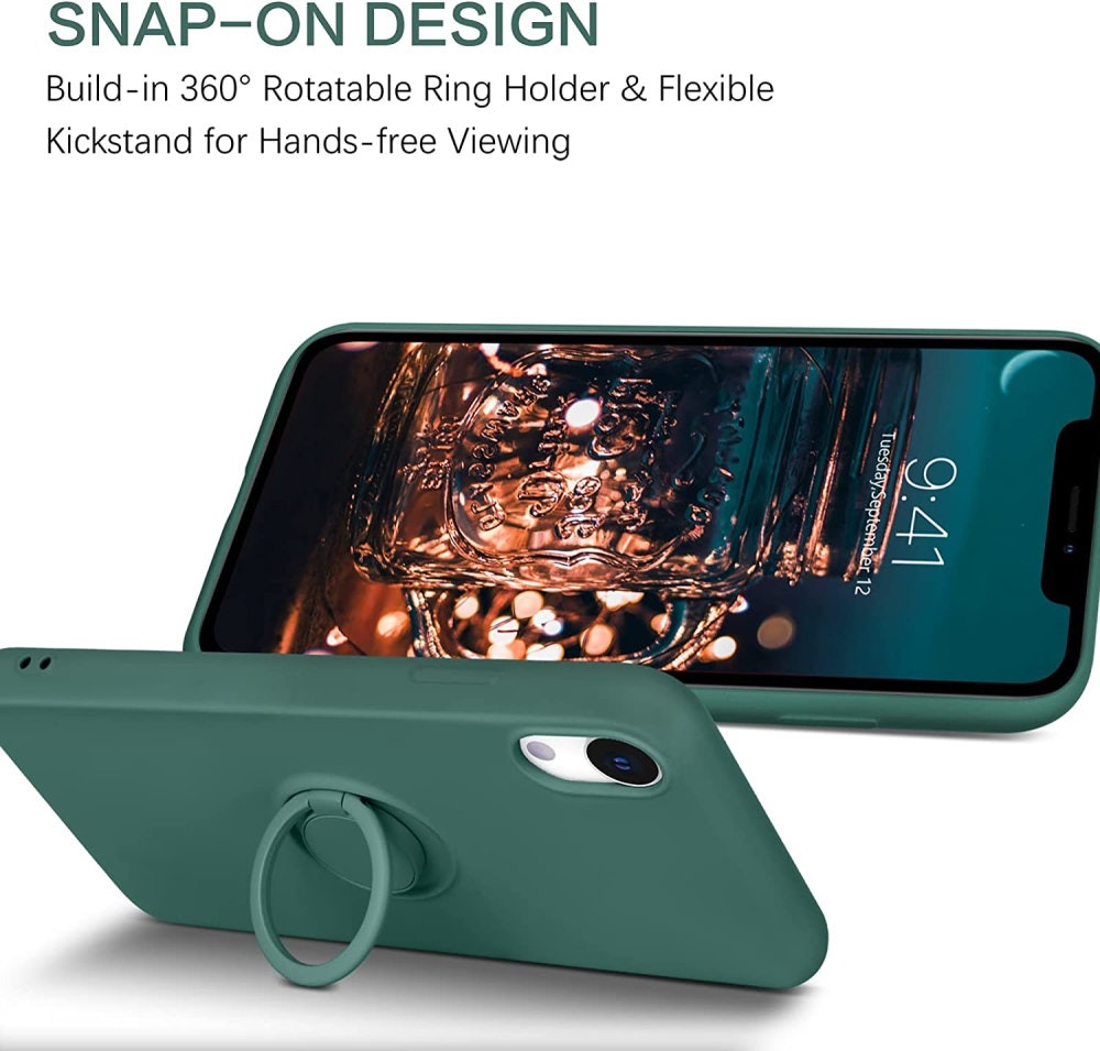 iPhone XR - Välj Färg Silikonskal med Ringhållare Solid®