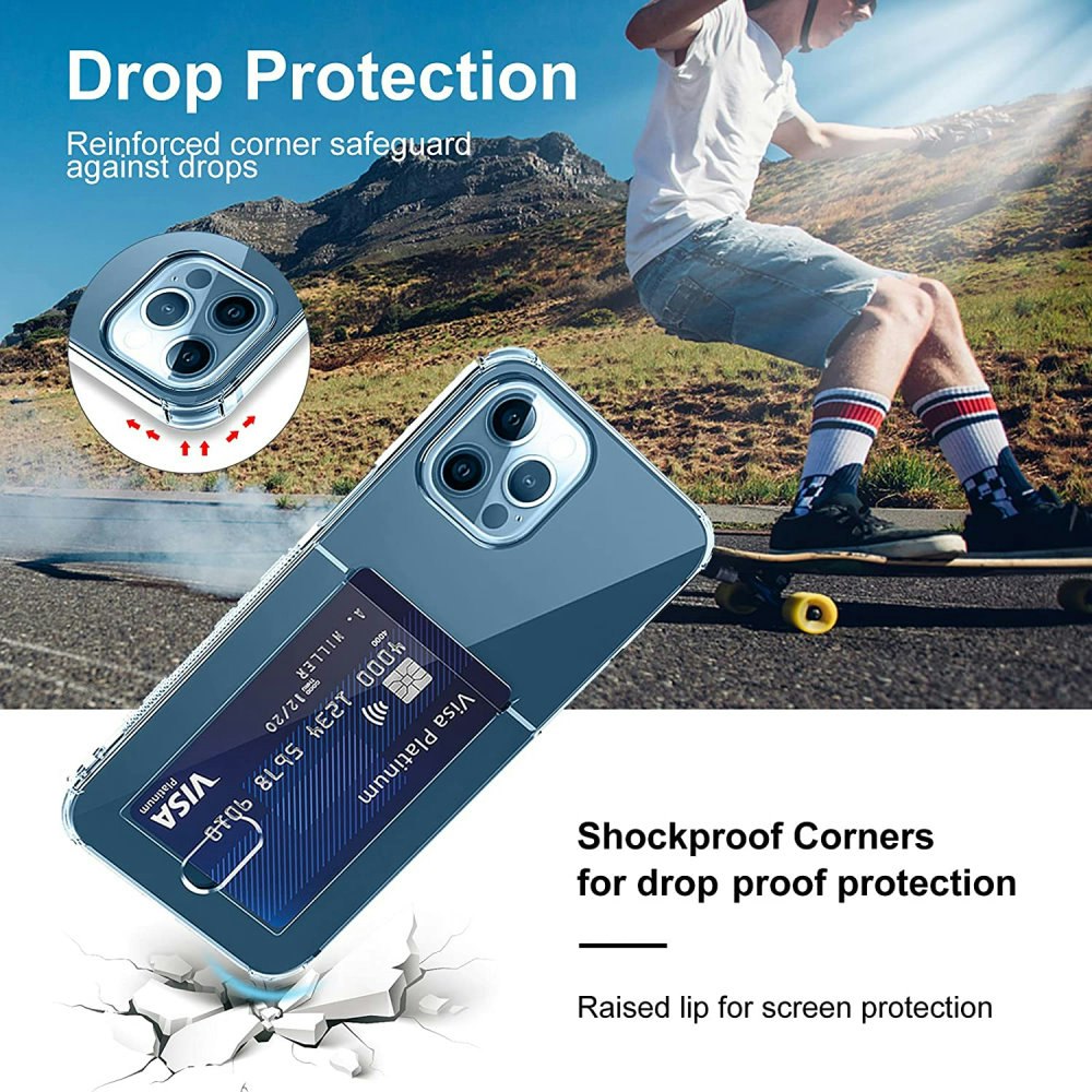 Transparent Stöttåligt Silikon Skal Kortfack Nordic® iPhone 13/13 Pro/13 Pro Max