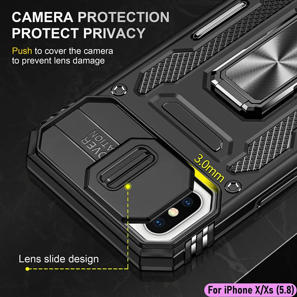 iPhone X/XS - Skal CamShield / Kameraskydd Ringhållare Svart