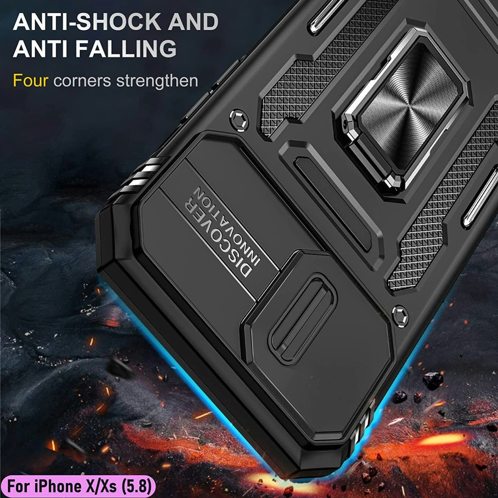 iPhone X/XS - Skal CamShield / Kameraskydd Ringhållare Svart