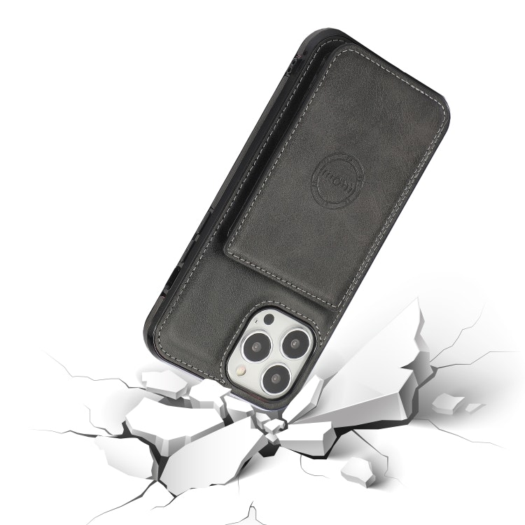 iPhone 14 Pro - Solid® Stöttåligt Läderskal med 3 kortfack Svart