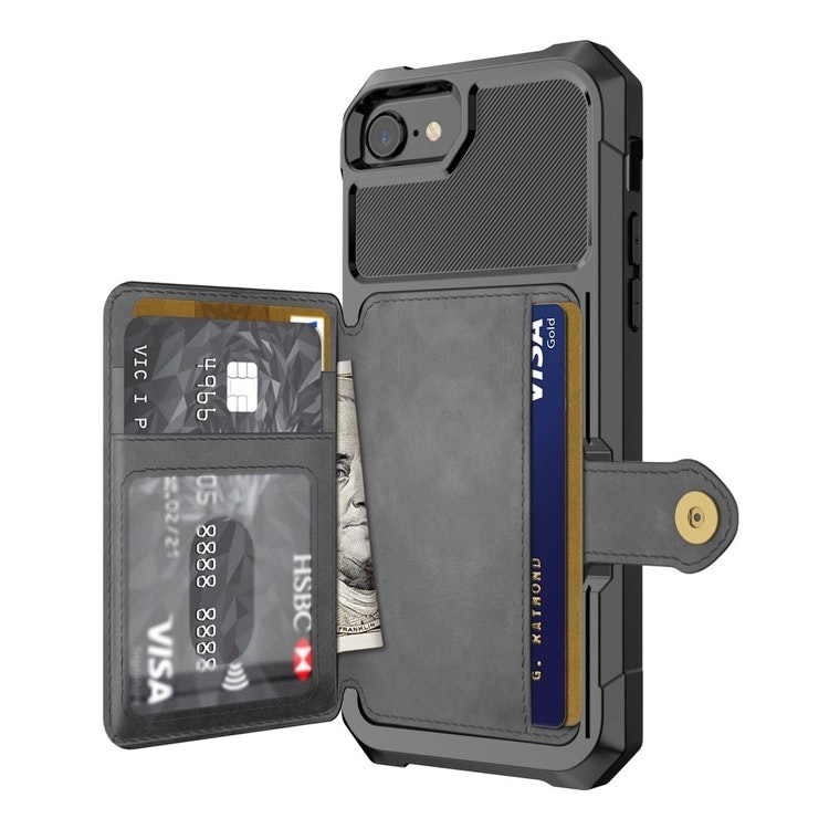 iPhone 7/8/SE Premium Stöttåligt Skal Kortfack Solid® Svart