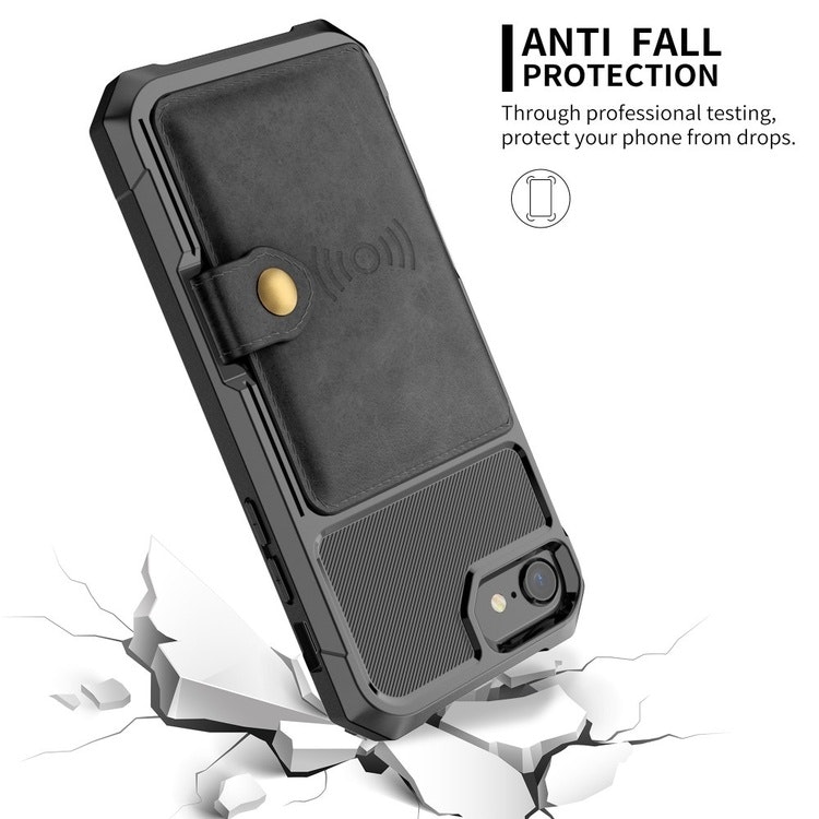 iPhone 7/8/SE Premium Stöttåligt Skal Kortfack Solid® Svart