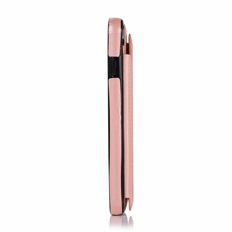 iPhone 7/8/SE - Solid® Läder skal Korthållare Roséguld