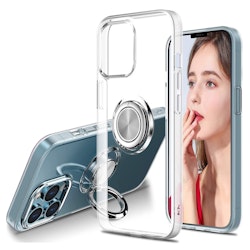 iPhone 14 Pro Max - Skal Transparent Silikon Ringhållare Solid®