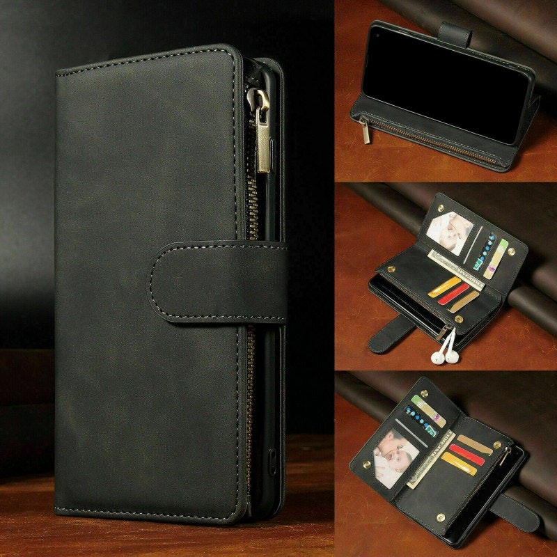 Samsung S24 - Multifunktionellt Plånboksfodral Zipper Svart