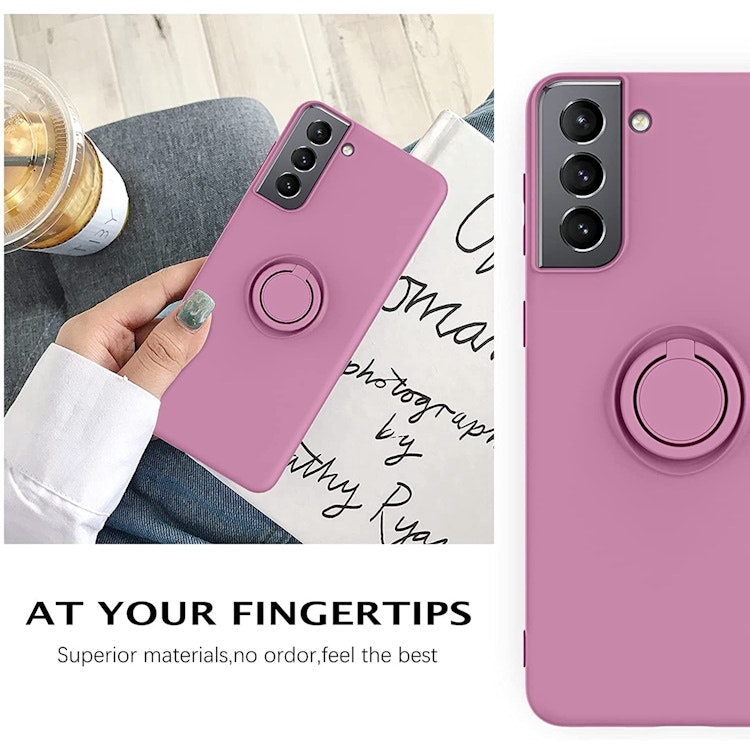 Samsung S21 FE - Silikonskal Magnetisk Ringhållare Lila
