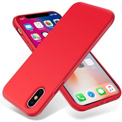 iPhone X/XS - Gummibelagt Stöttåligt Silikon Skal Röd