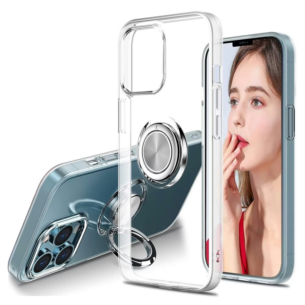 iPhone 15 - Stöttåligt Skal med Ringhållare Transparent