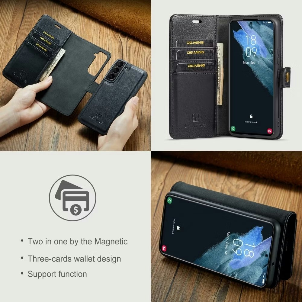 Samsung S23 - DG.MING® 2in1 Magnet Läder Fodral Svart