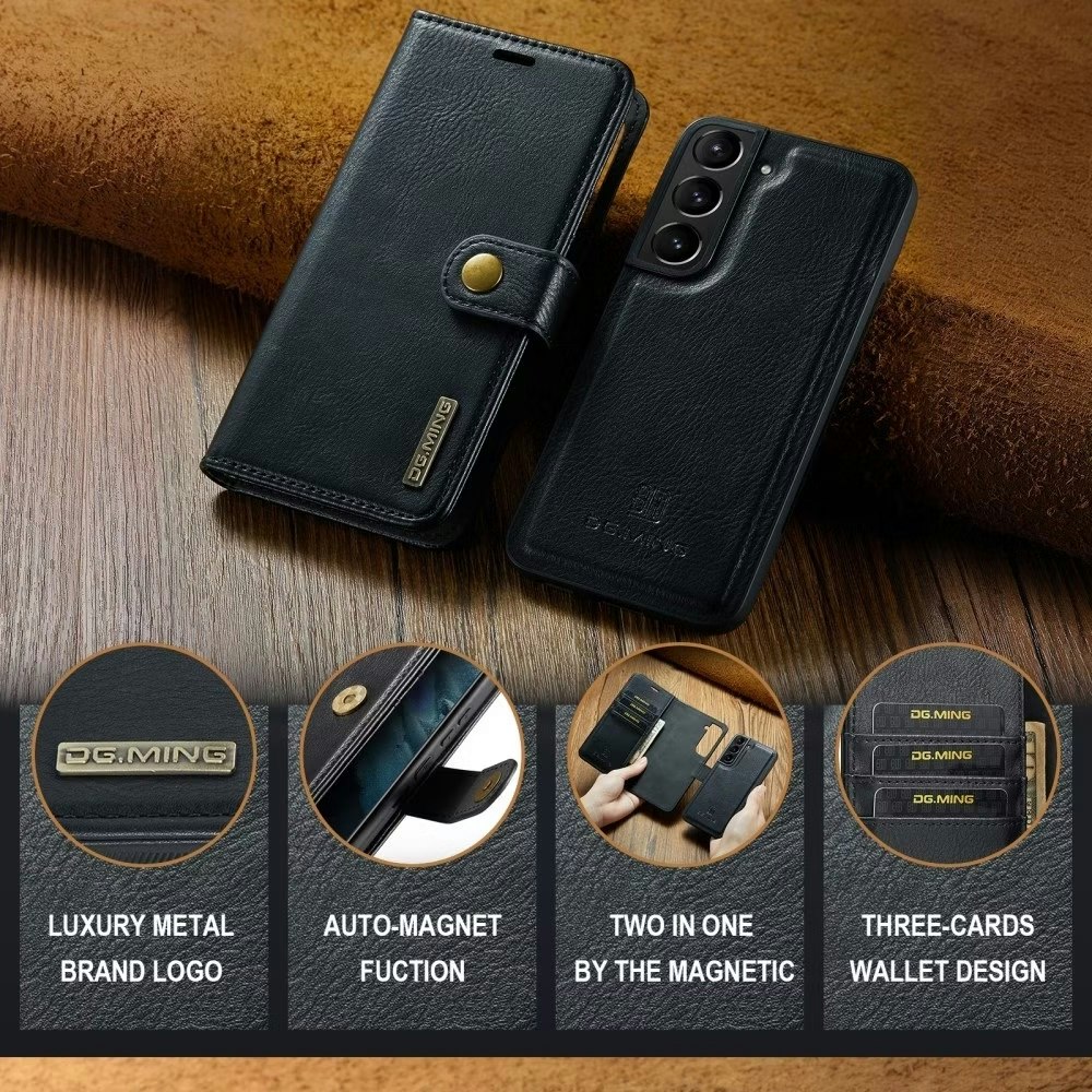 Samsung S23 - DG.MING® 2in1 Magnet Läder Fodral Svart