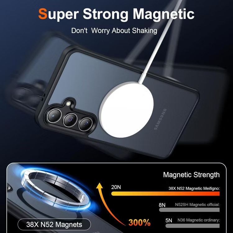 Samsung S25 - Skal MagSafe Stötdämpande Frostad Matt Svart