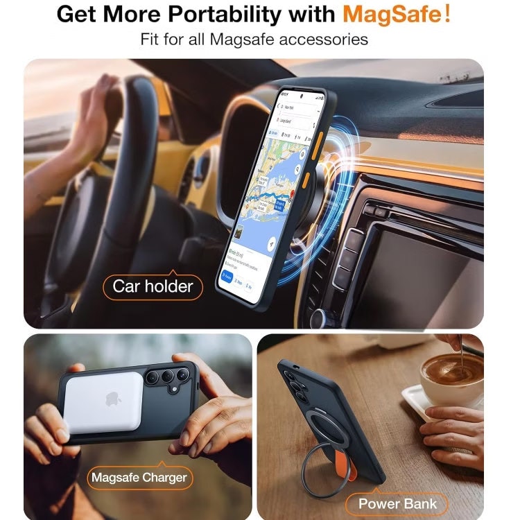 Samsung S25 - Skal MagSafe Stötdämpande Frostad Matt Svart