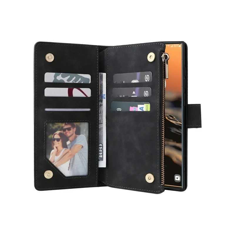 Samsung S25 Ultra - Fodral 8-Fack Multifunktionellt Zipper Svart