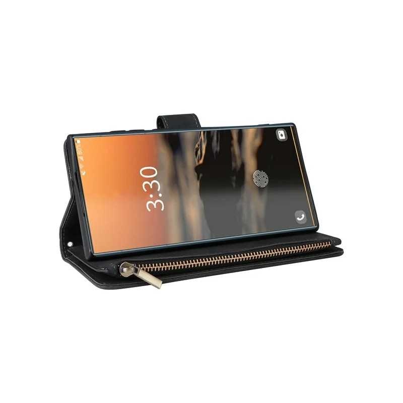 Samsung S25 Ultra - Fodral 8-Fack Multifunktionellt Zipper Svart