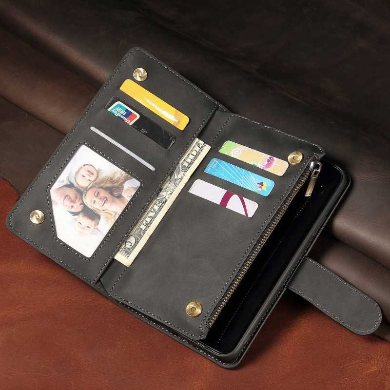 Samsung S25 Ultra - Fodral 8-Fack Multifunktionellt Zipper Svart