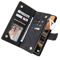 Samsung S25 Ultra - Fodral 8-Fack Multifunktionellt Zipper Svart